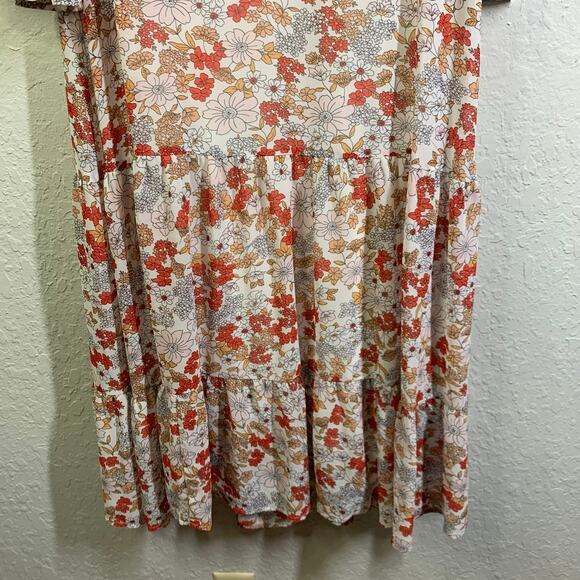 NATURAL LIFE Dress Maxi Boho V-Neck Flutter Sleeve Tiered Skirt Removable Slip - Picture 6 of 14